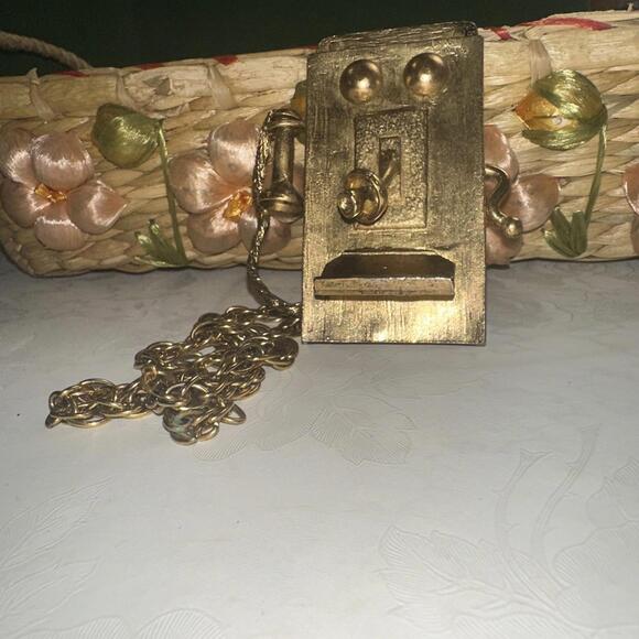 VTG 1970's Amazing Counter Culture Phone Gossip Telephone Necklace Artsy Boho - Picture 3 of 9